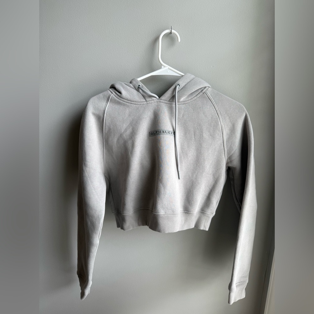 Alphalete Women's Light Gray/blue Cropped Hoodie